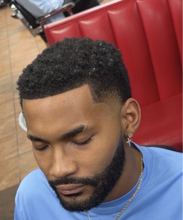 Afro taper with a full beard blend